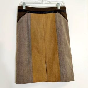 Mango Beige Pencil Skirt with Leather Stripe